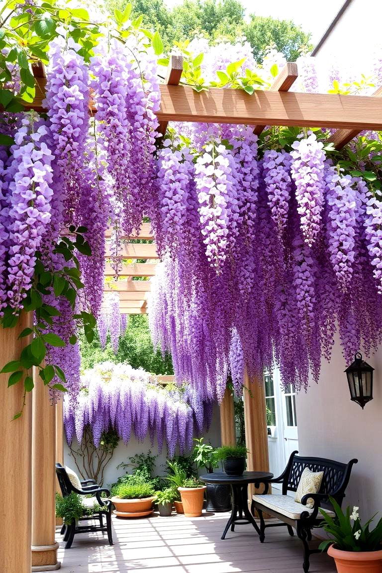 Add a Pergola with Climbing Plants - 24 Courtyard Ideas