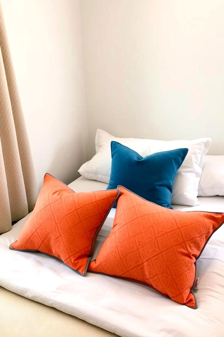 Add a Pop of Color with Accent Pillows - 24 Small Guest Bedroom Ideas