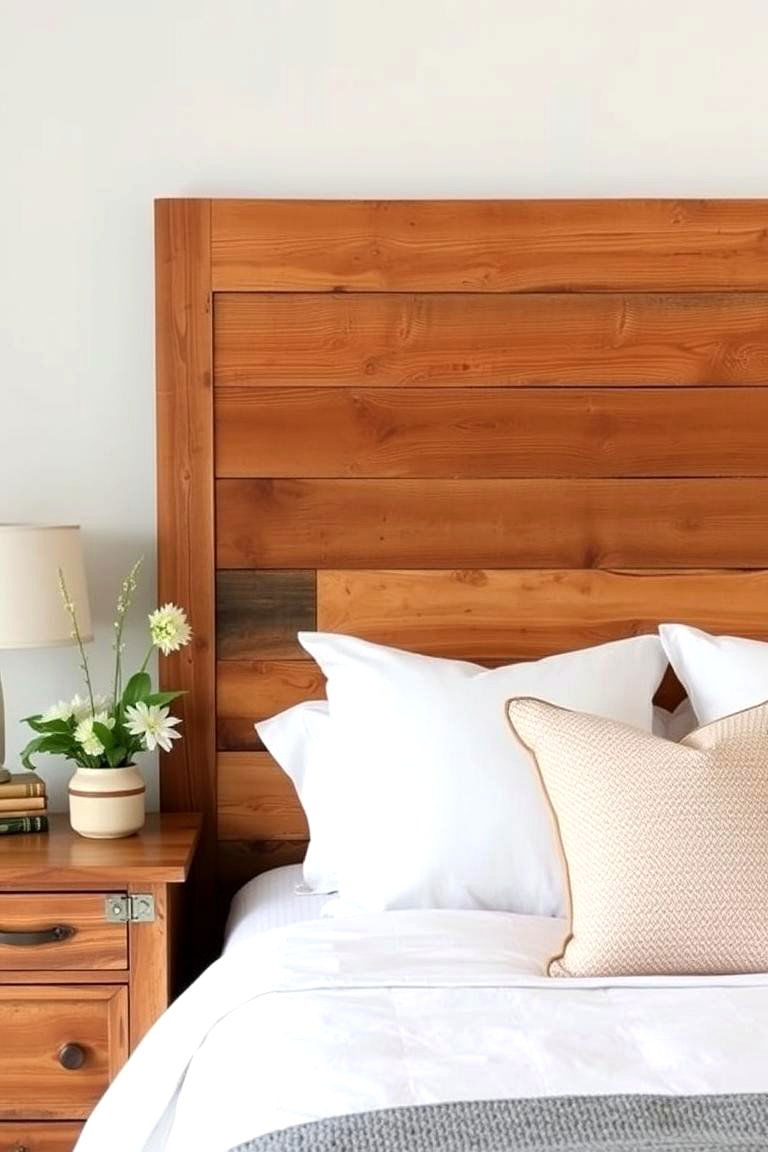 Add a Reclaimed Wood Headboard for Rustic Charm - 24 Farmhouse Bedroom Ideas