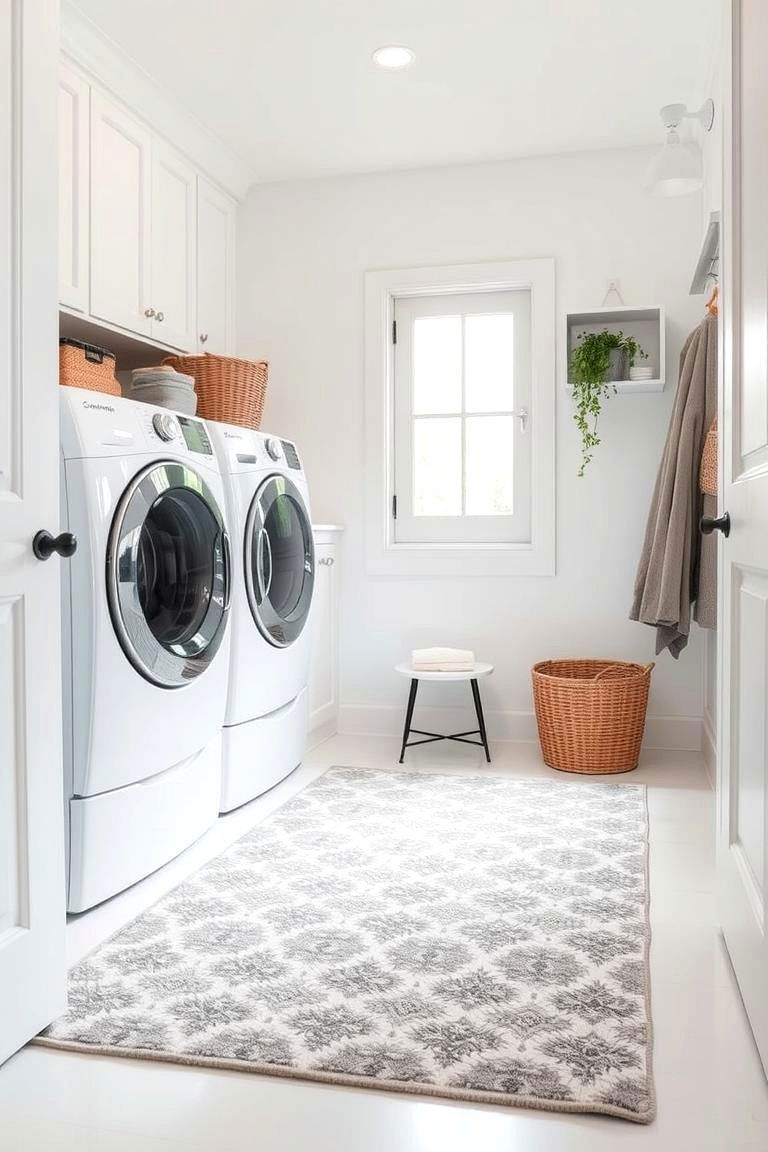 Add a Rug for Comfort and Style - 24 White Laundry Room Ideas