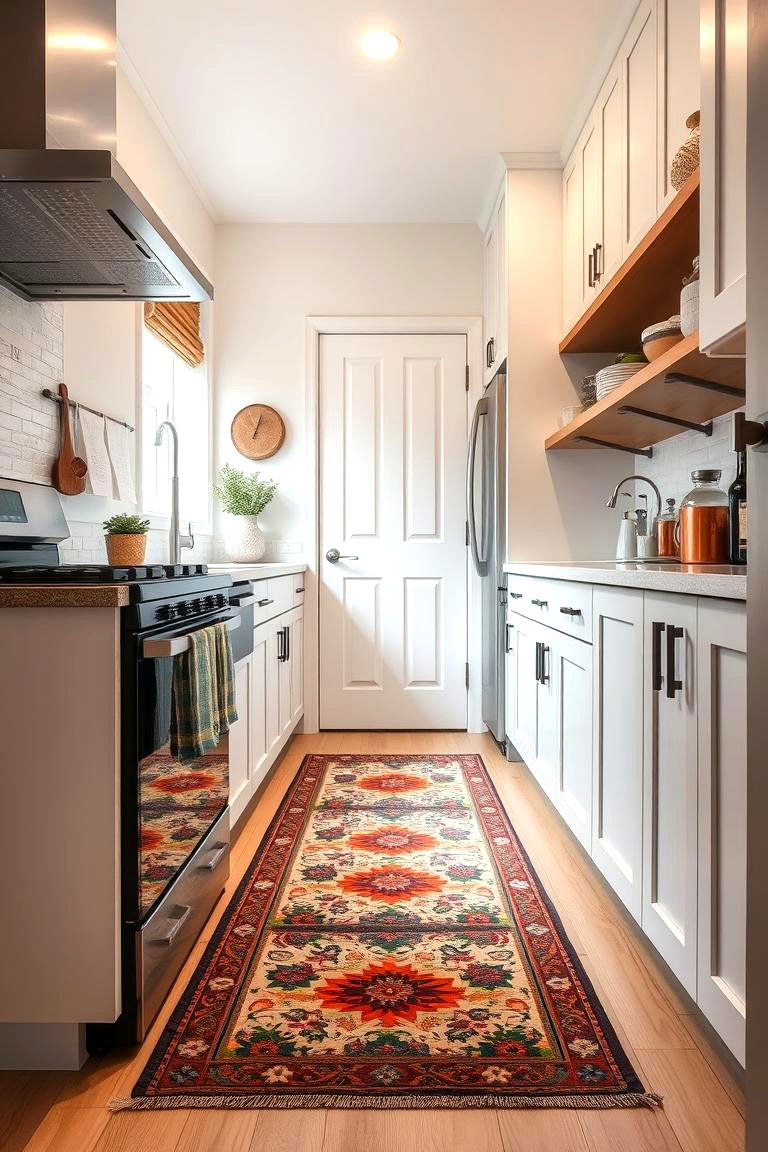 Add a Runner Rug - 24 Small Galley Kitchen Ideas on a Budget