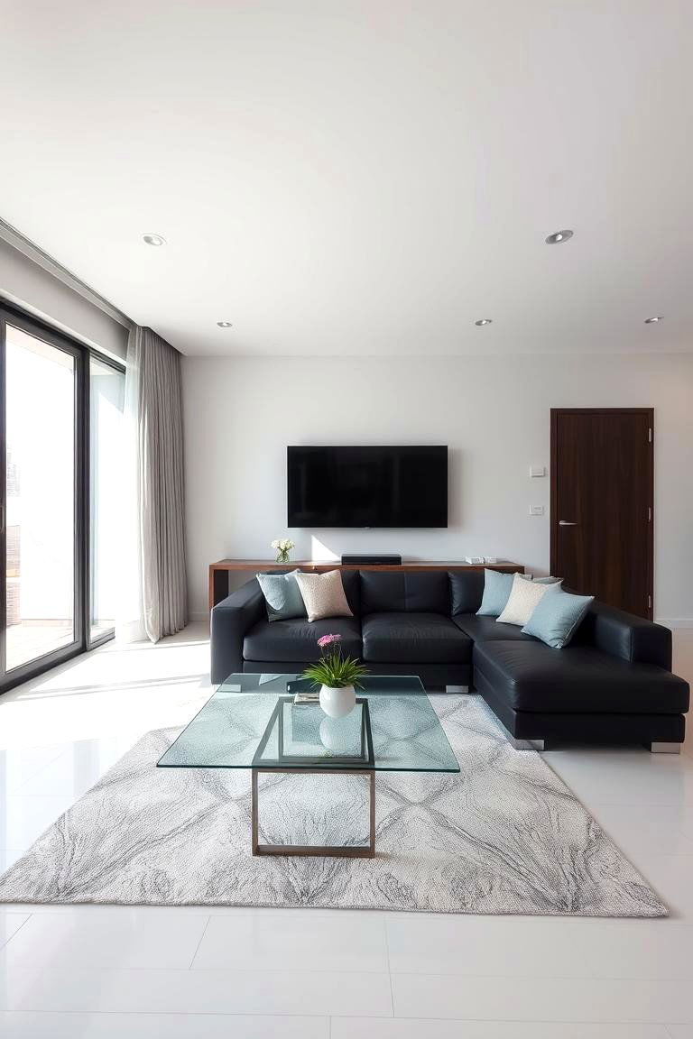 Add a Sleek Coffee Table for Modern Style - 24 Living Room Ideas With Black Couches