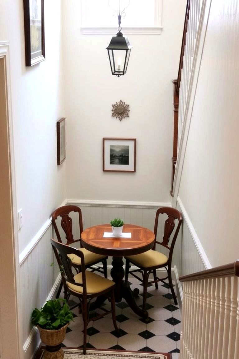 Add a Small Table and Chairs - 24 Stair Landing Ideas