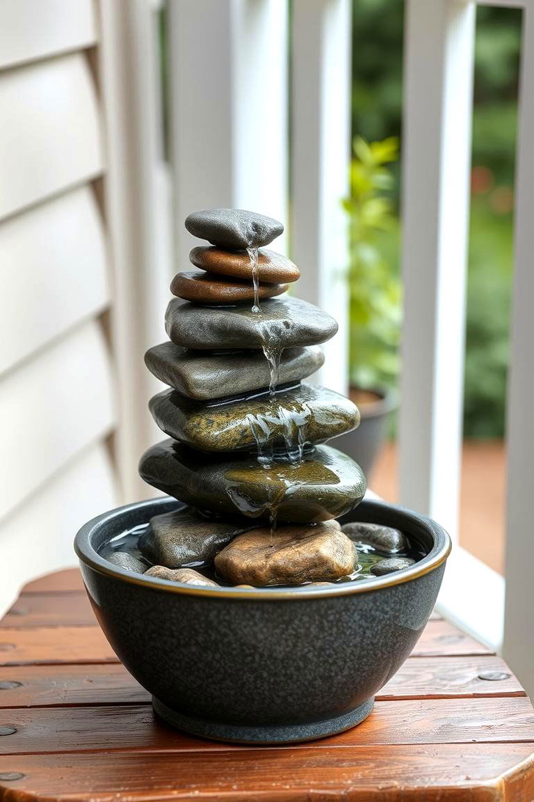 Add a Small Water Feature for Tranquility - 24 Small Front Porch Ideas