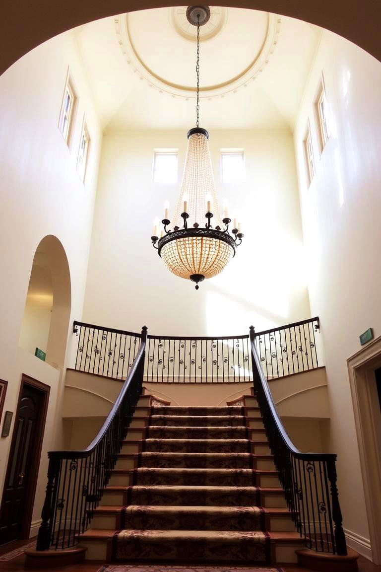 Add a Statement Light Fixture - 24 Stair Landing Ideas