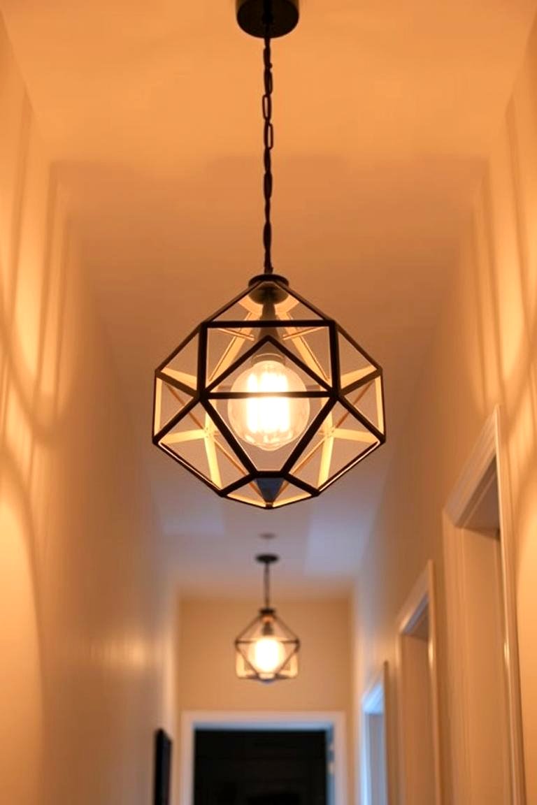 Add a Statement Light Fixture - 24 Narrow Hallway Ideas