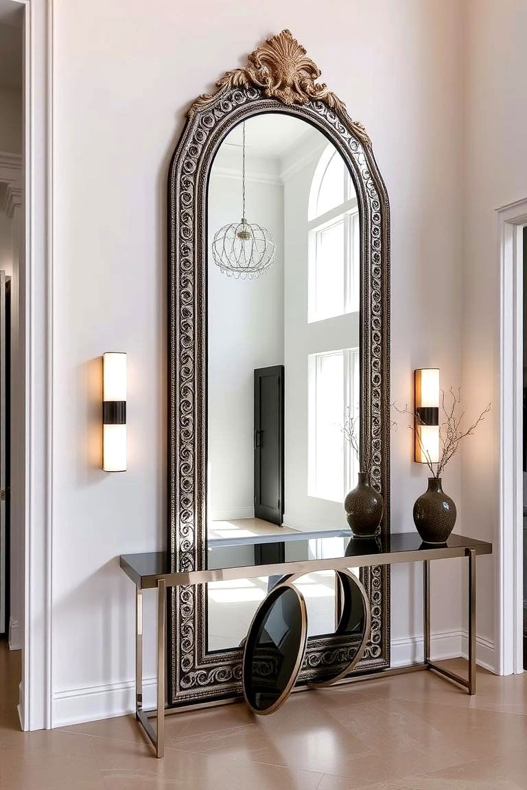 Add a Statement Mirror - 24 Foyer Decor Ideas