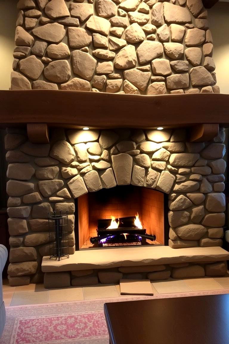 Add a Stone Fireplace for Warmth and Charm - 24 Cottage Living Room Ideas