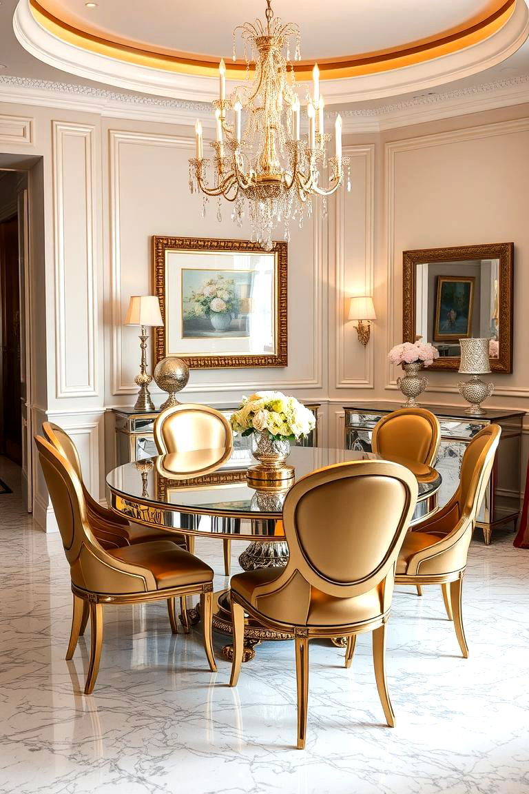 Add a Touch of Glamour with Metallic Accents - 24 Dining Room Design Ideas