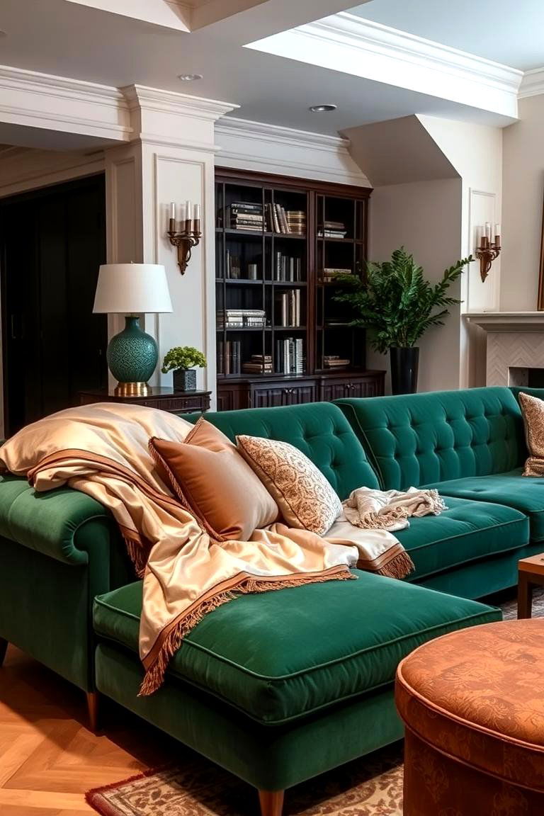 Add a Touch of Luxury with Silk Throw Blankets - 24 Emerald Green Sofa Living Room Ideas