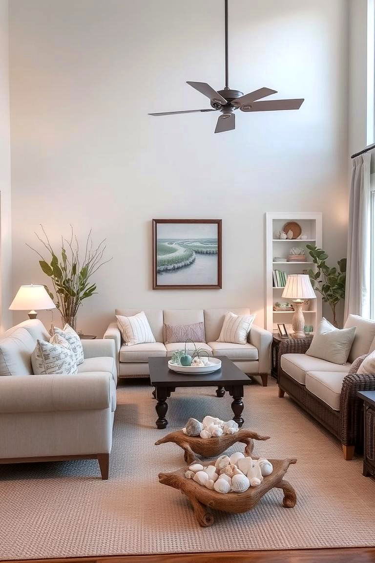 Add a Touch of Sea Inspired Decor - 24 Natural Living Room Ideas