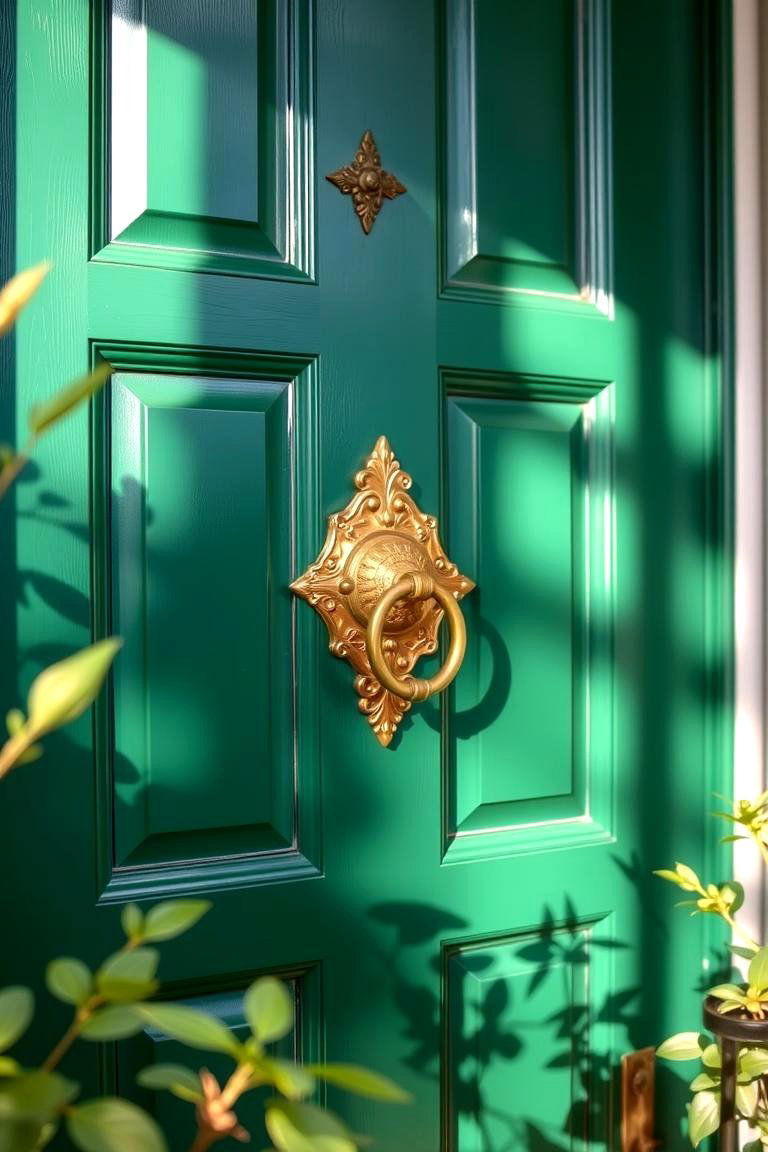 Add a Touch of Vintage Charm with Emerald Green and a Knocker - 24 Emerald Green Front Door Ideas