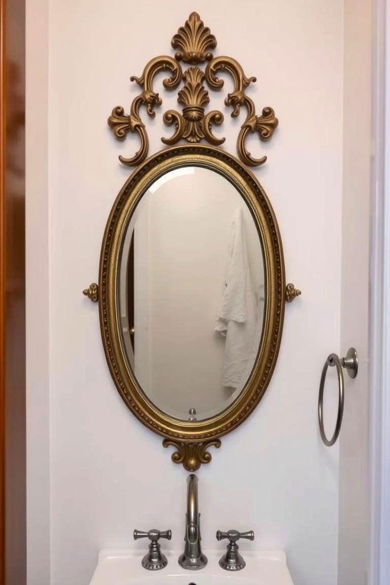 Add a Vintage Mirror for Classic Charm - 24 Half Bathroom Ideas