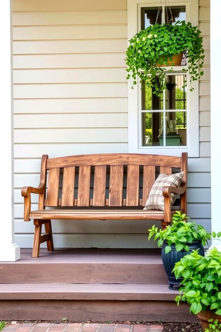 Add a Wooden Bench - 24 Front Step Ideas