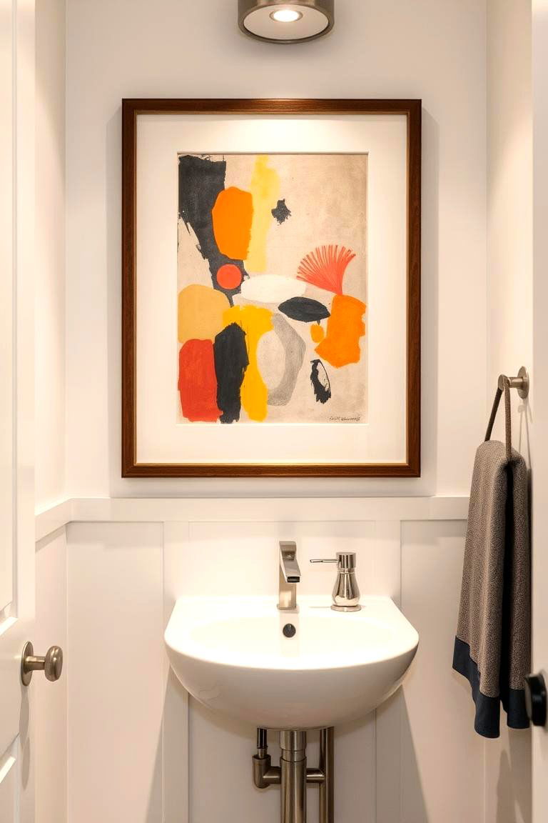 Add an Artistic Touch with Decorative Art Pieces - 24 Half Bathroom Ideas
