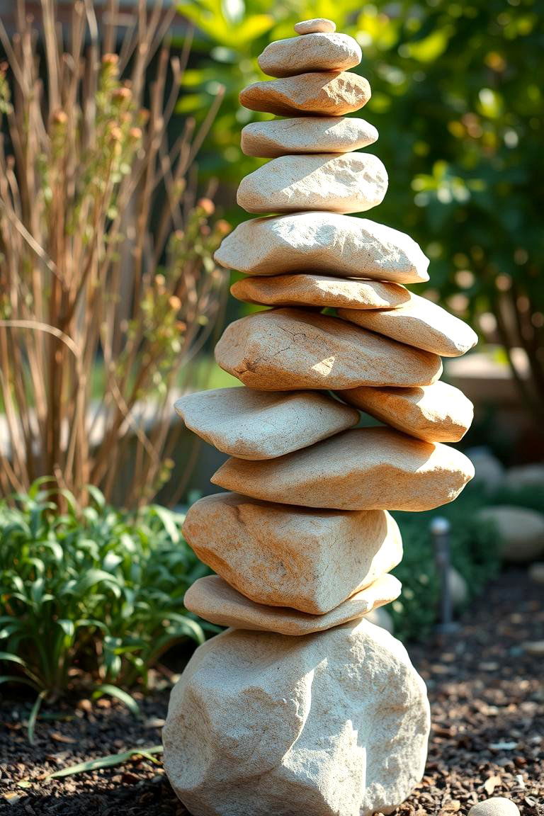 Adding Artistic Rock Sculptures - 24 Rock Landscaping Ideas