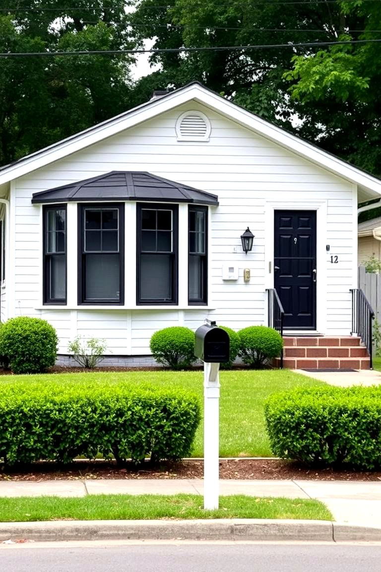 Adding Character with Gutters and Downspouts - 24 single story white house black trim