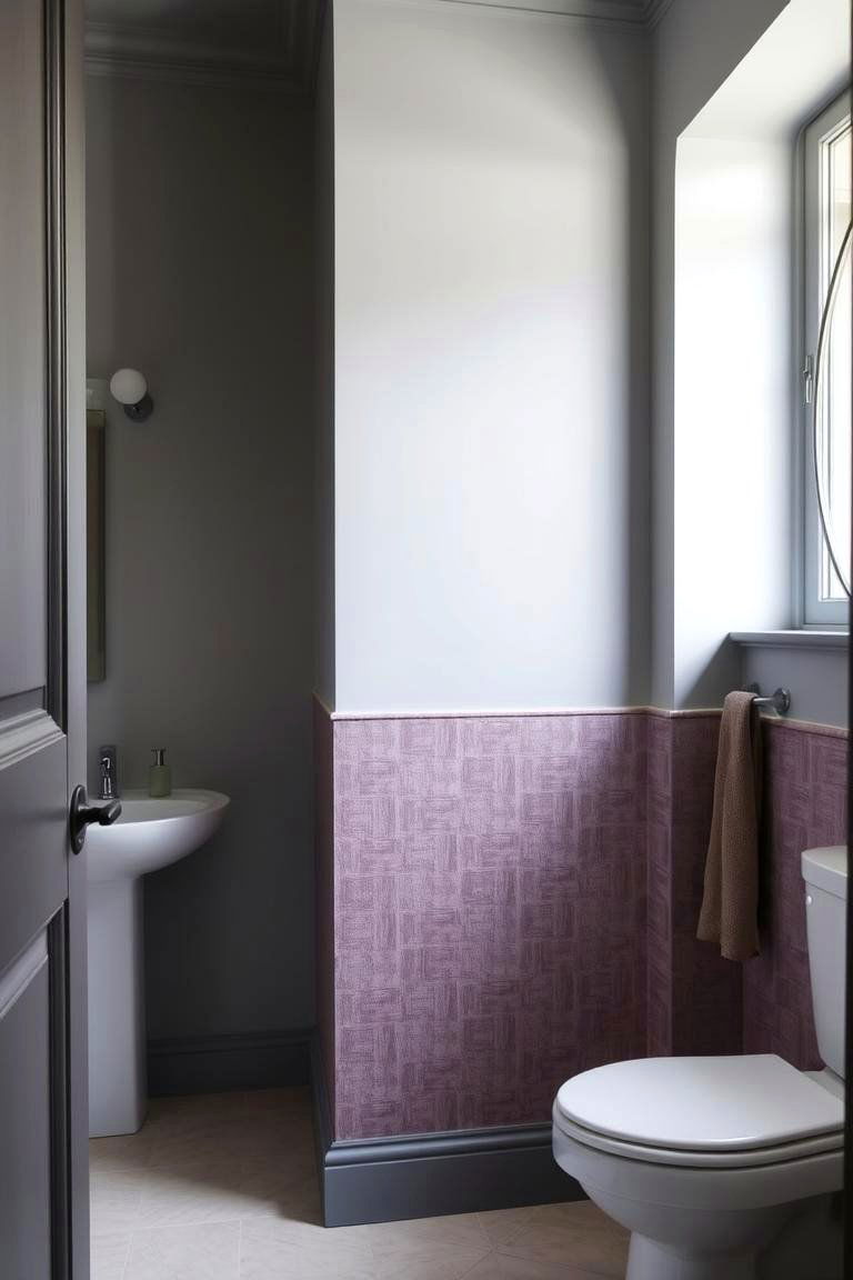 Adding Depth with Purple Textured Walls - 24 Purple Bathroom Ideas