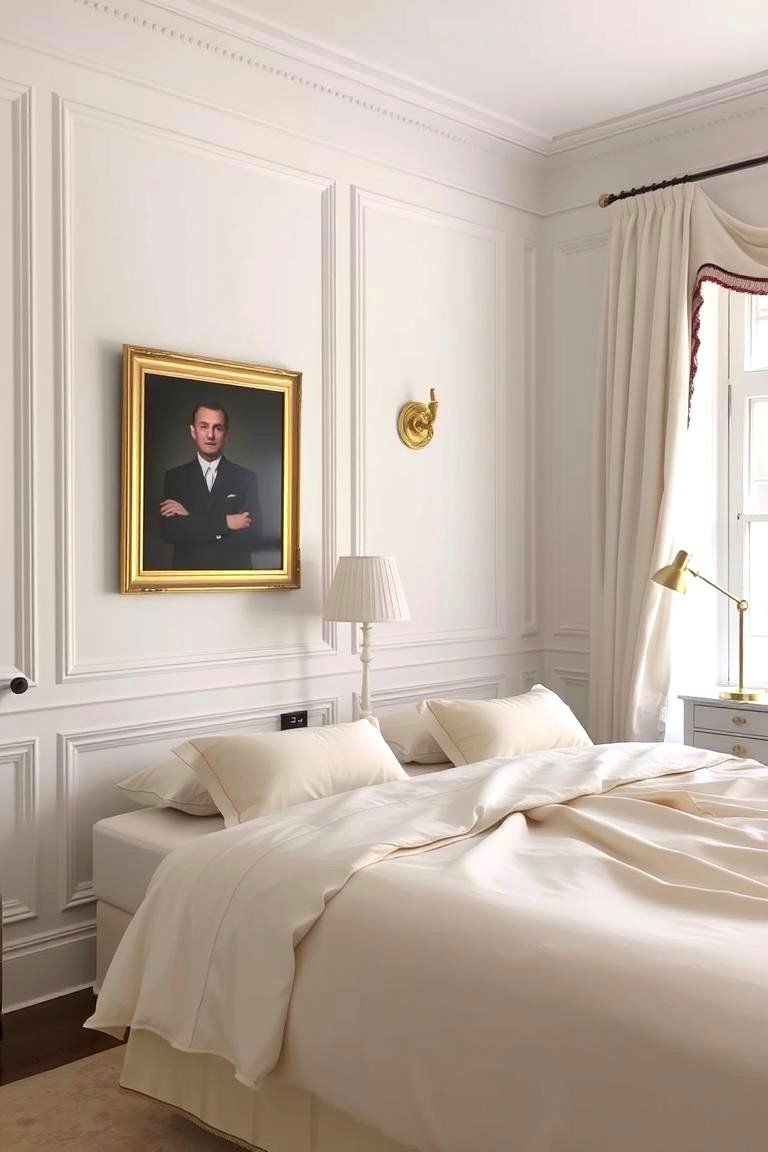 Adding Metallic Accents - 24 White and Cream Bedroom Ideas