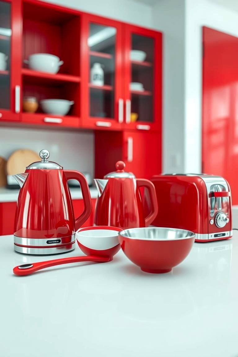 Adding Personality with Red Kitchen Accessories - 24 Red Kitchens