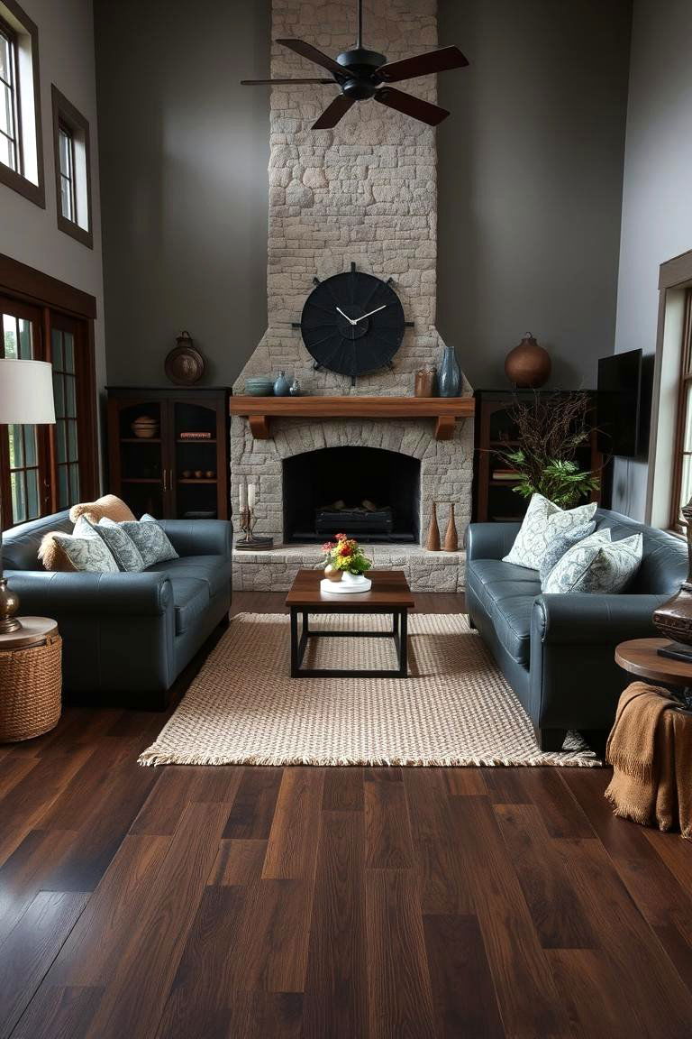 Adding Pops of Color Through Thoughtful Accessories - 24 Grey Living Room With Dark Wood Floors
