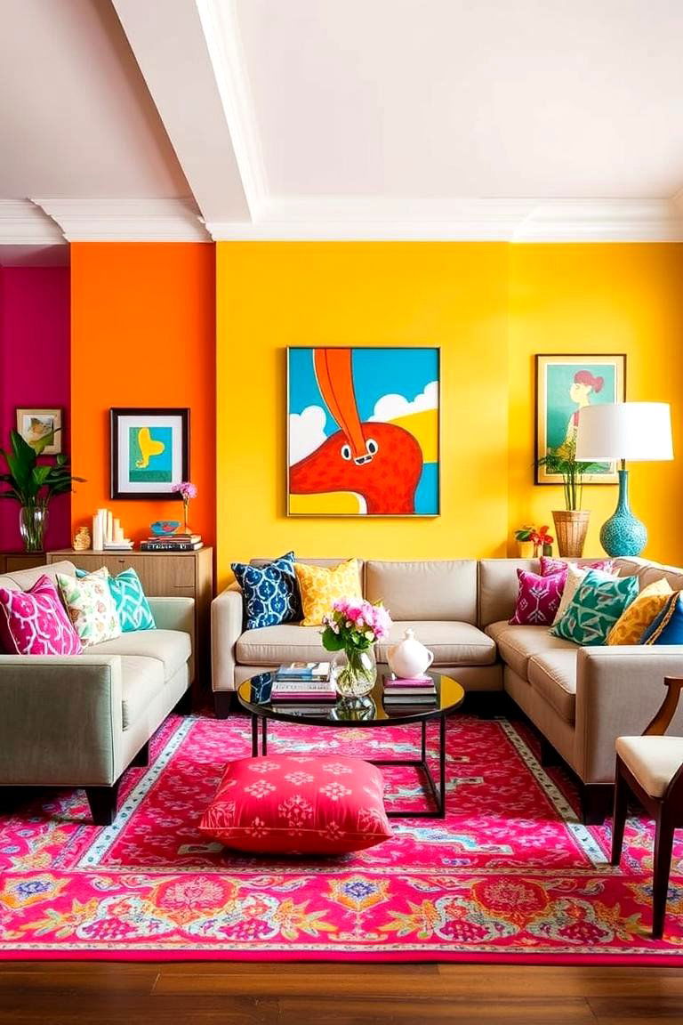 Adding Pops of Color - 24 Living Room Design Ideas
