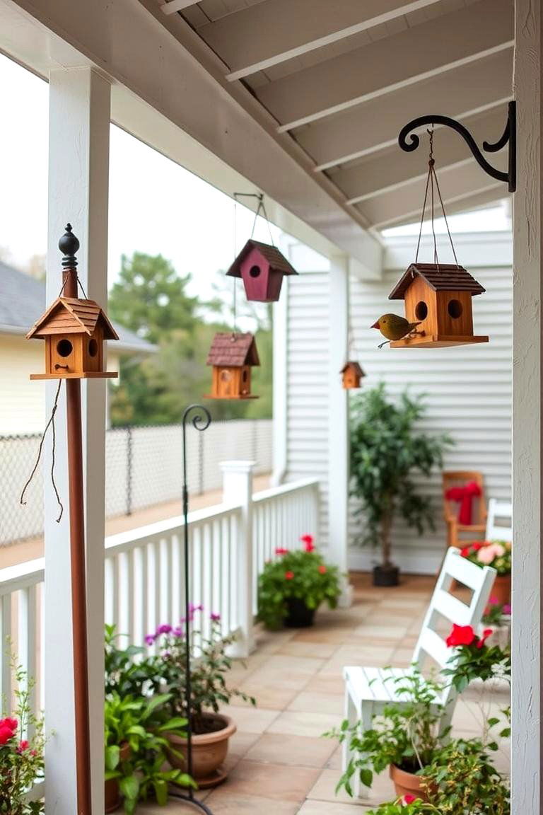 Adding Visual Interest with Decorative Birdhouses - 24 Privacy Patio Ideas