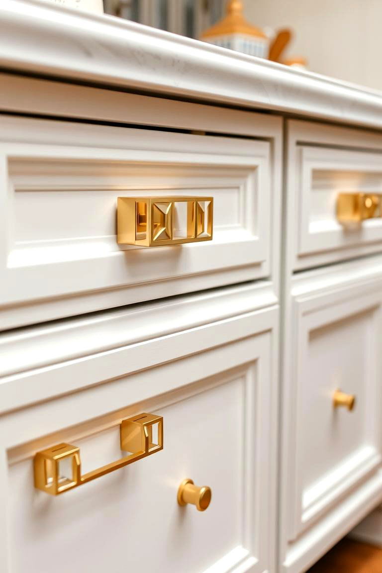 Adding Warmth to a Neutral Palette - 24 White Kitchen Cabinets With Gold Hardwar