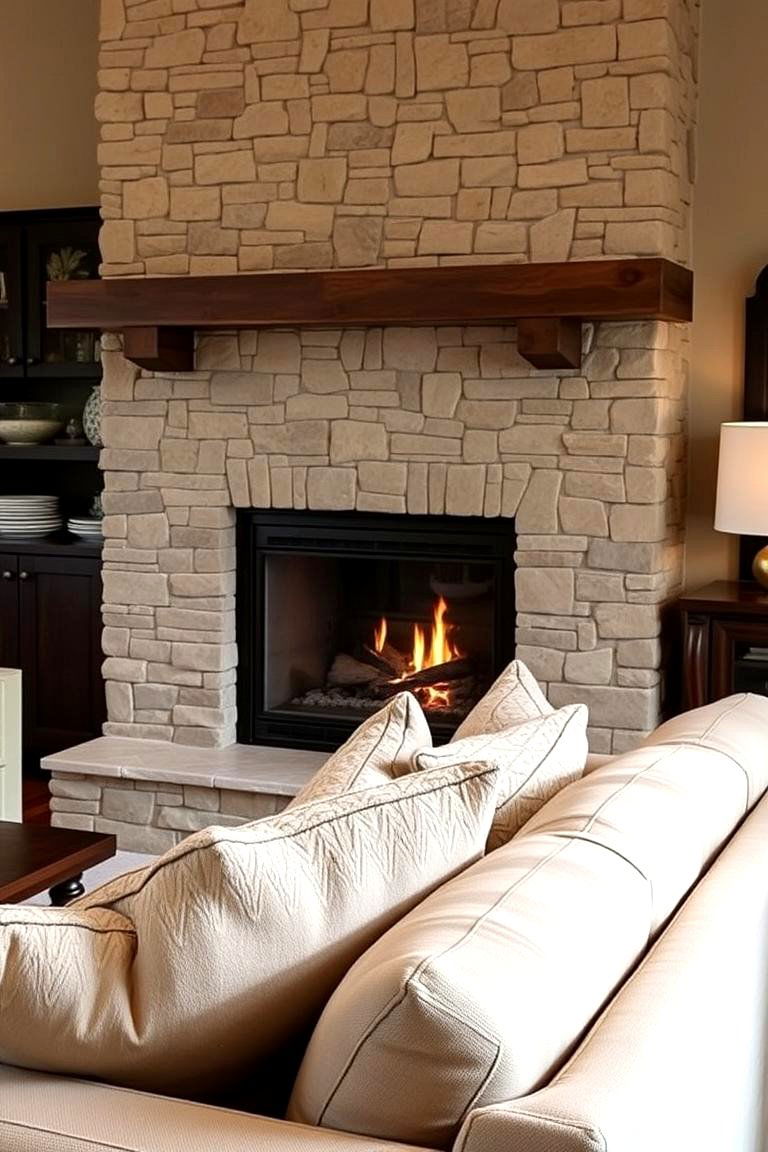 Adding a Fireplace with Natural Surround - 24 Organic Modern Living Room Design Ideas