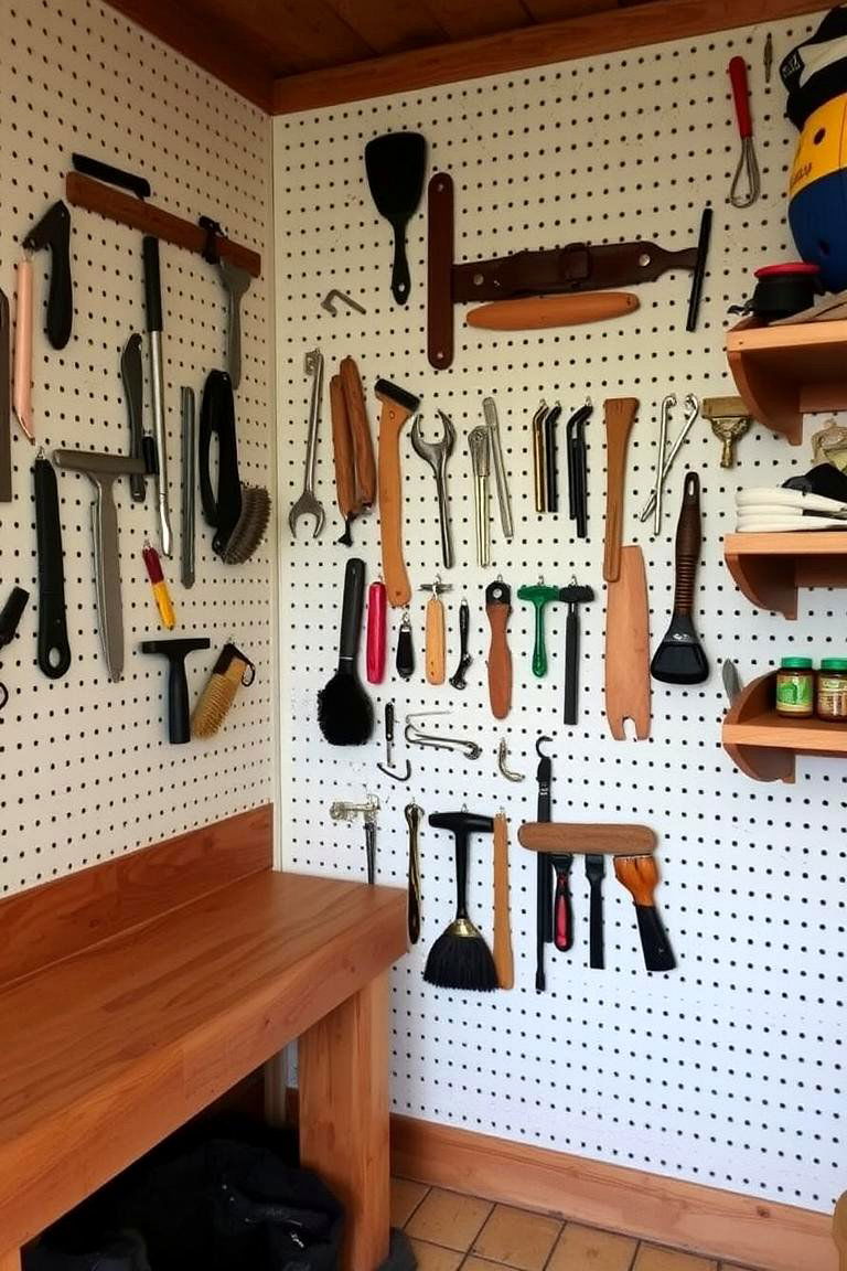 Adding a Pegboard Wall for Tools and Supplies - 24 Tack Room Ideas