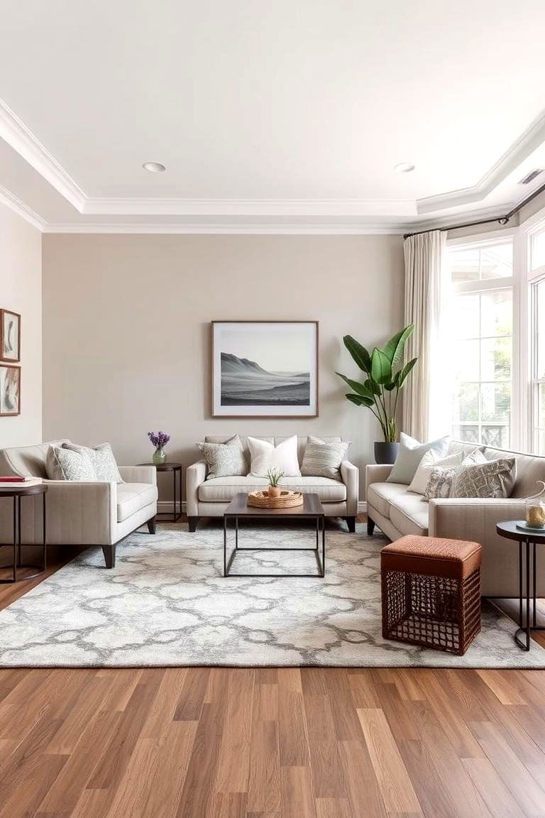 Adding a Statement Rug - 24 Greige Living Room Ideas