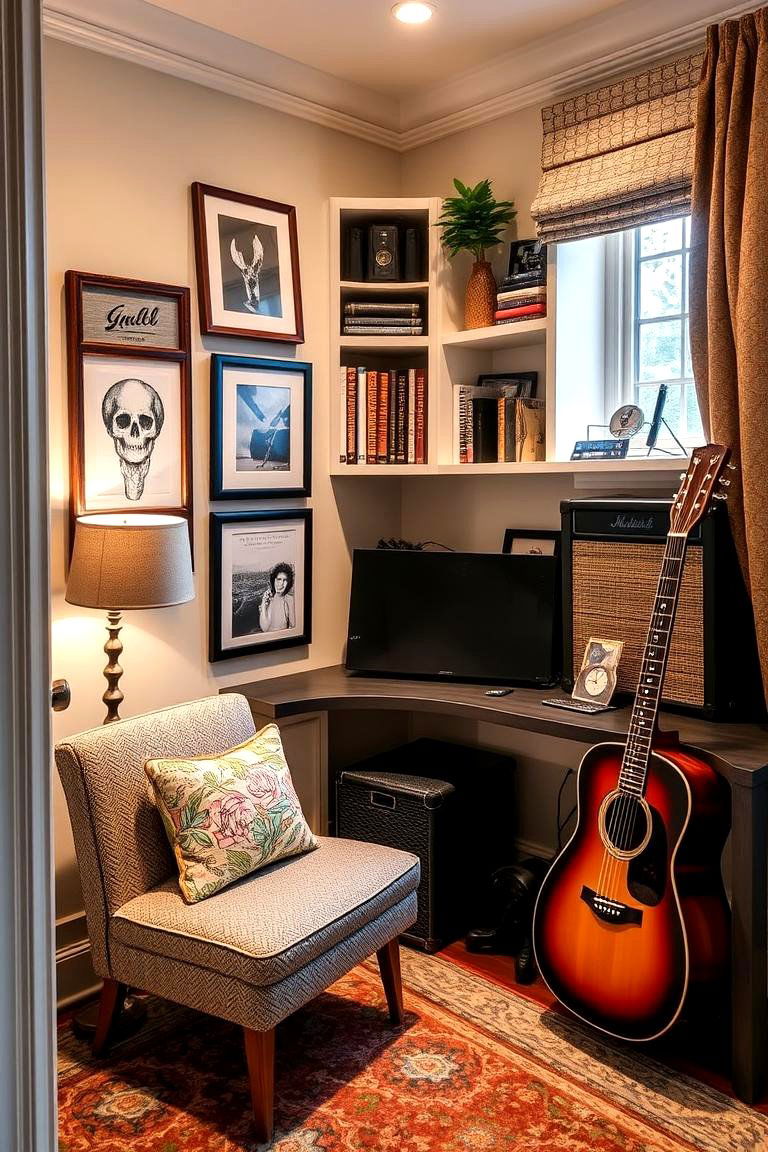 Additionally Personalized Music Corner - 24 Piano Room Ideas