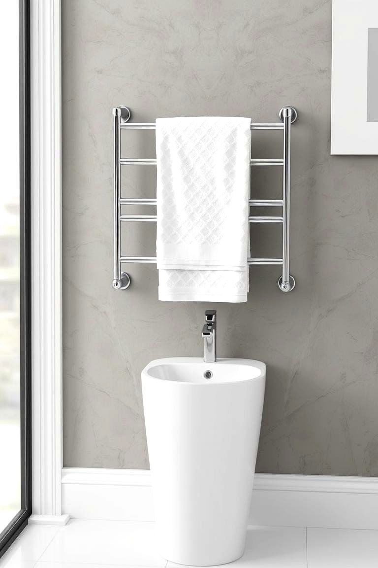 Adhesive Towel Racks for Storage - 24 Pedestal Sink Storage Ideas