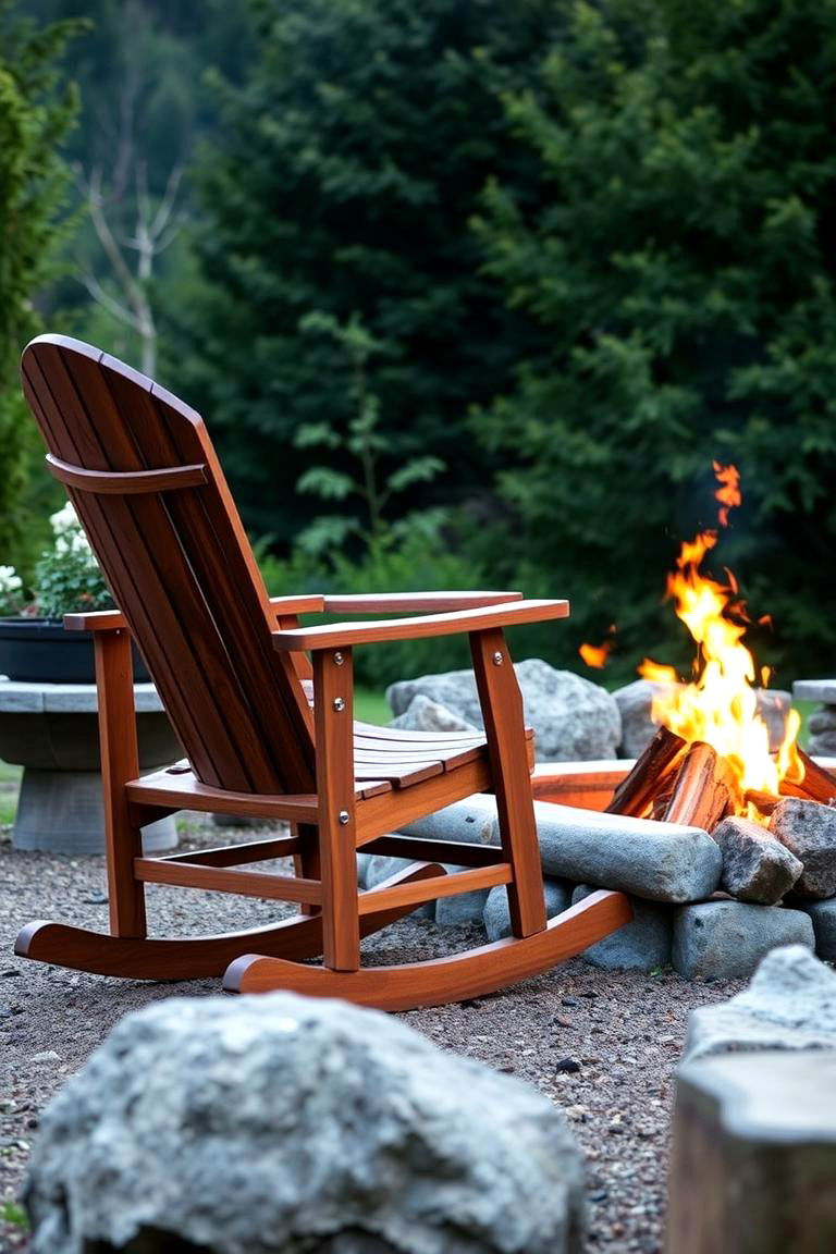Adirondack Rocking Chairs for a Cozy Feel - 24 Fire Pit Chair Ideas
