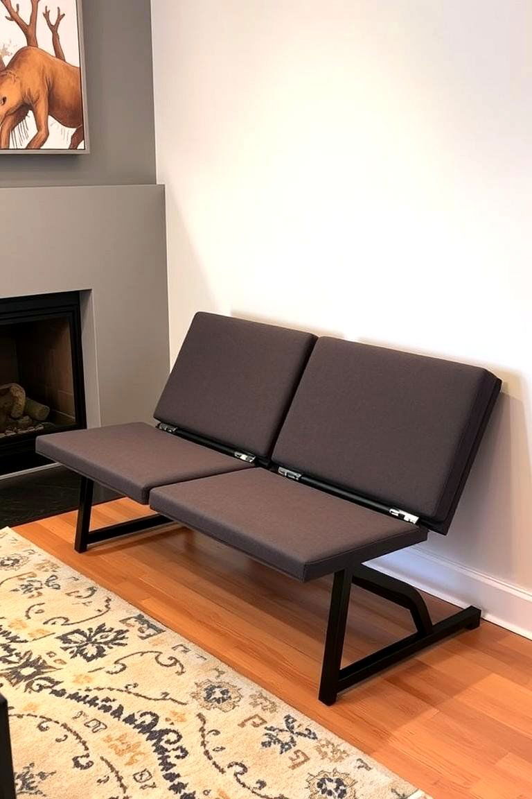 Adjustable Bench with Foldable Sections - 24 Fireplace Bench Ideas