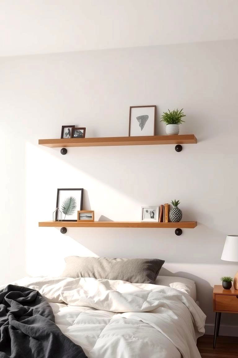 Adjustable Floating Shelves - 24 Bedroom Shelving Ideas