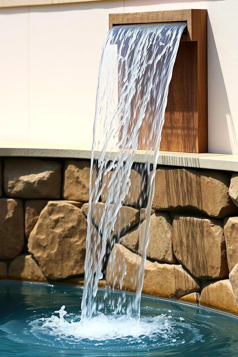 Adjustable Flow Custom Waterfall - 24 Small Pool Waterfall Ideas