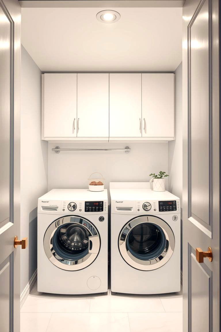 Adjustable Lighting and Mirror Setup - 24 Laundry Closet Ideas