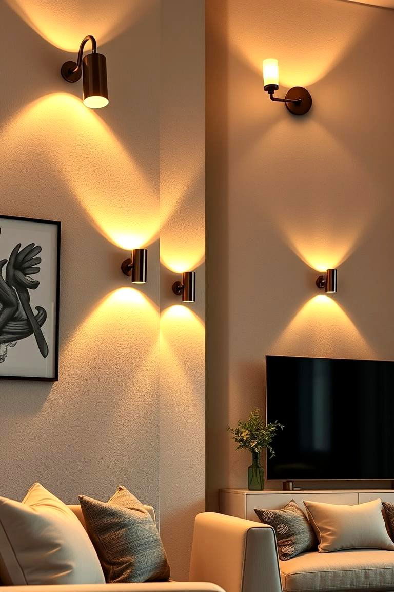 Adjustable Sconce Lighting for Versatile Glow - 24 Living Room Wall Lighting Ideas