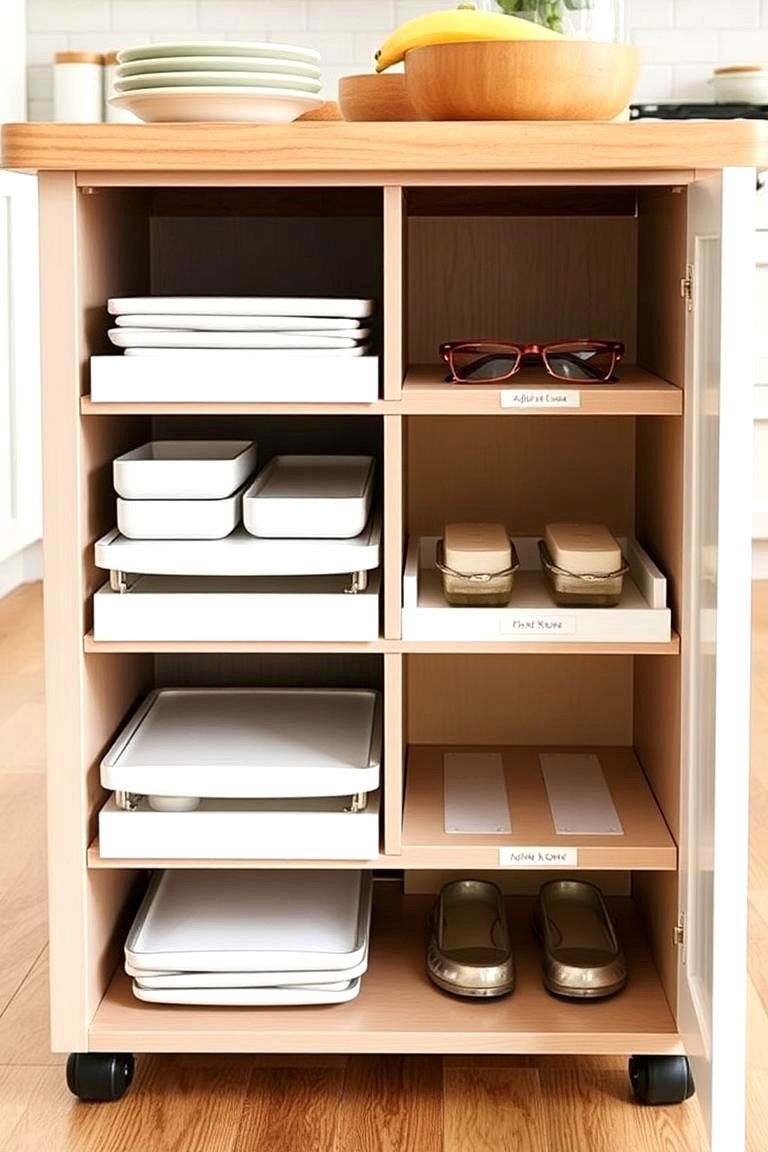 Adjustable Shelf Compartments - 24 Kitchen Island Storage Ideas