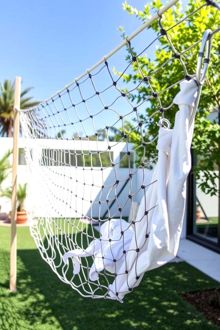 Adjustable Sports Net Clothesline - 24 Outdoor Clothesline Ideas