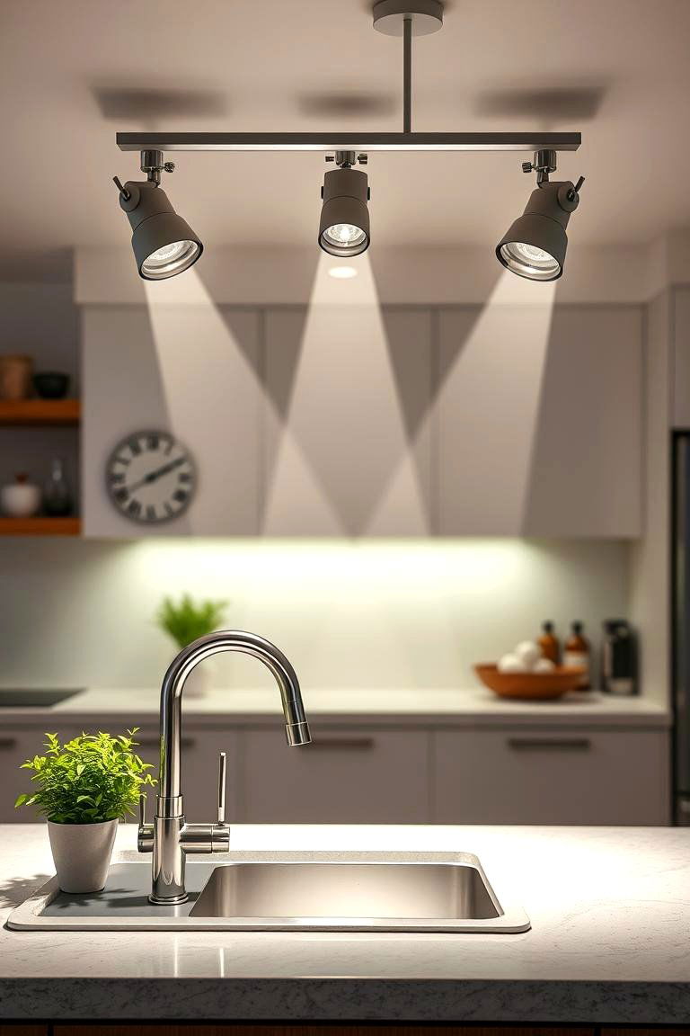 Adjustable Spotlight Lighting - 24 Kitchen Sink Lighting Ideas