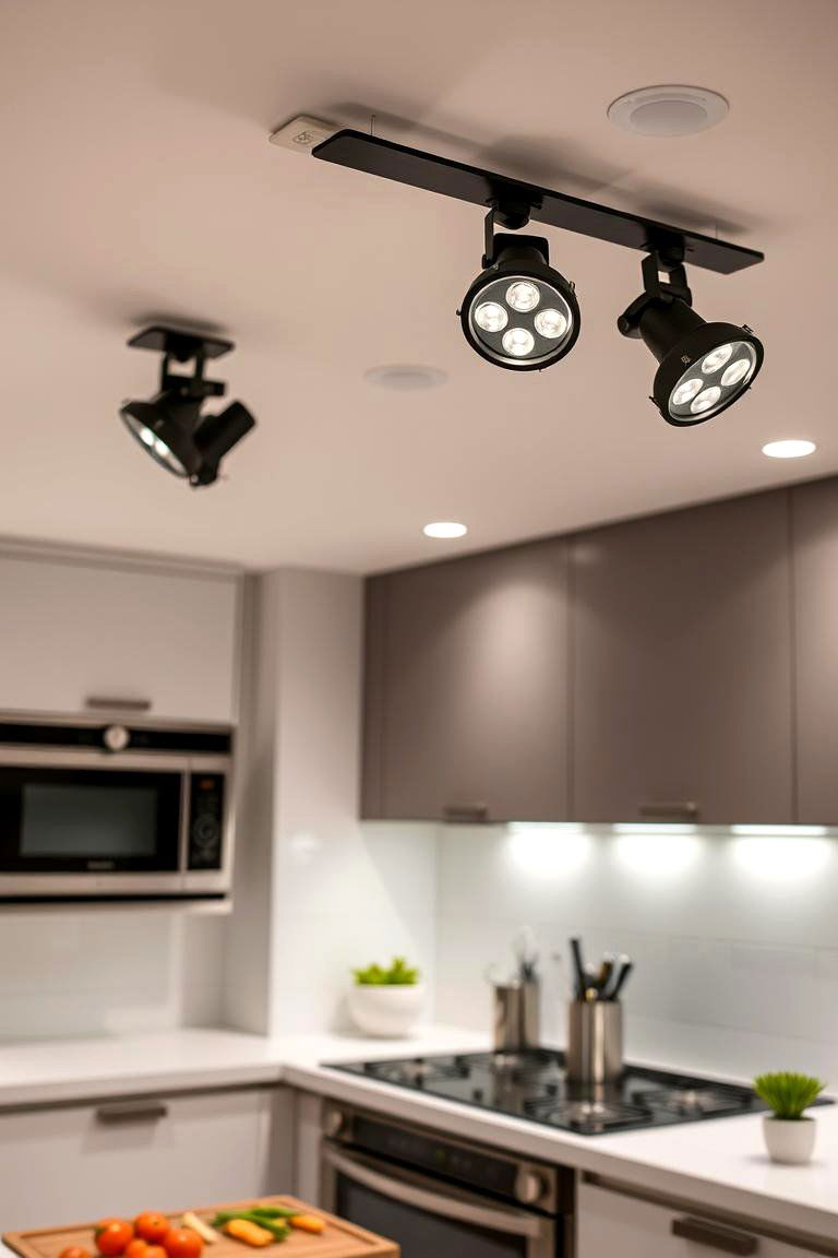 Adjustable Spotlights for Focused Task Lighting - 24 Small Kitchen Lighting Ideas