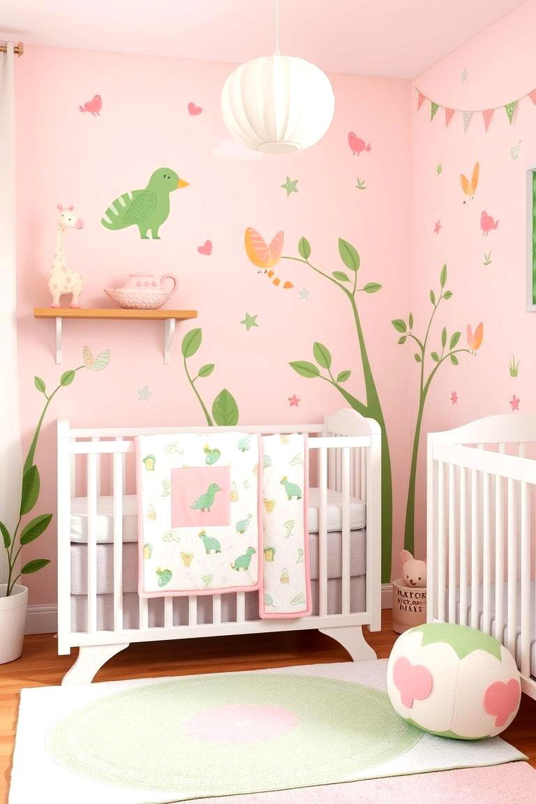 Adorable Animal Motif - 24 Pink and Green Nursery Ideas