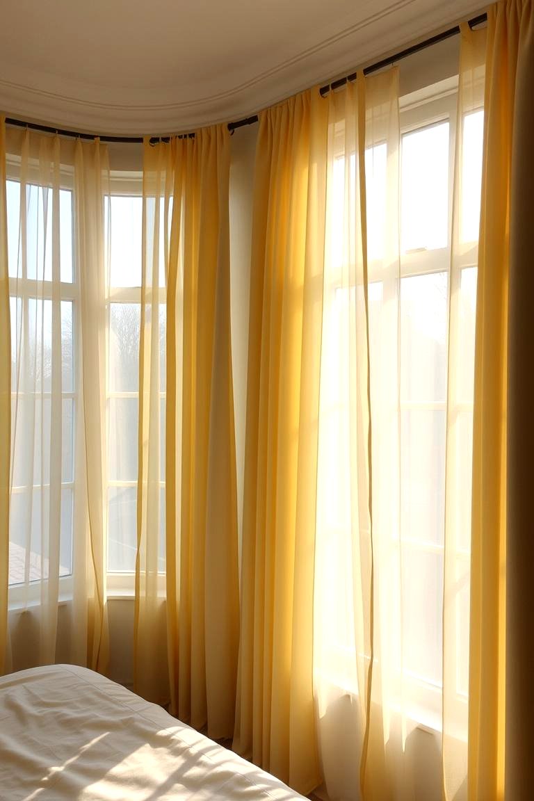 Adorn Windows with Cheerful Yellow Curtains - 24 Yellow Bedroom Ideas