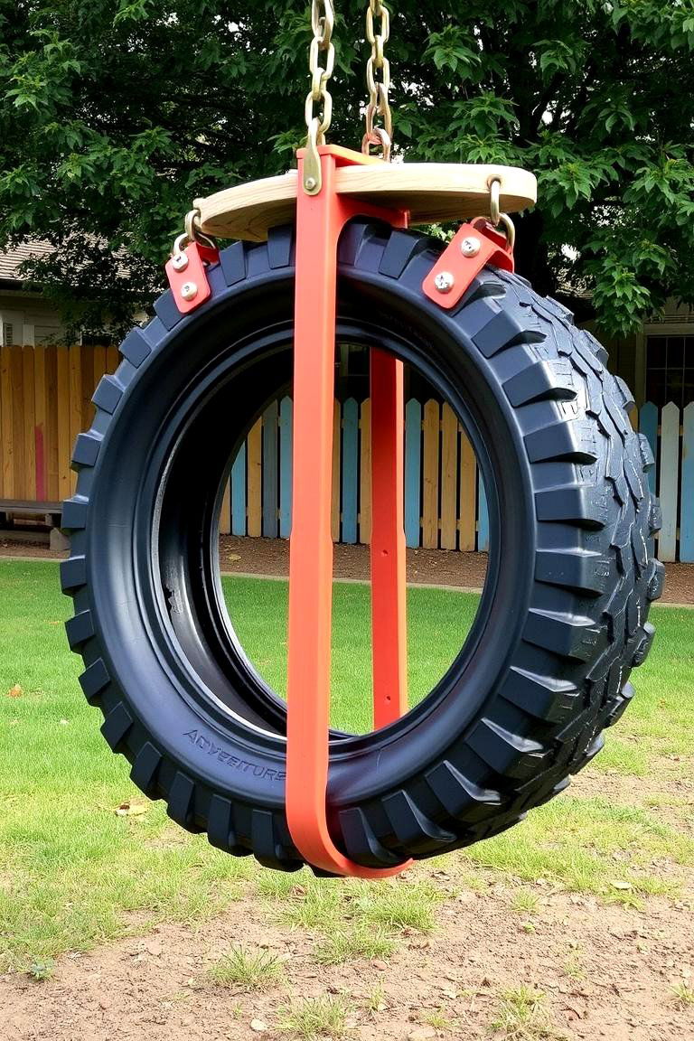 Adventure Awaits Tire Swing - 24 Tire Swing Ideas
