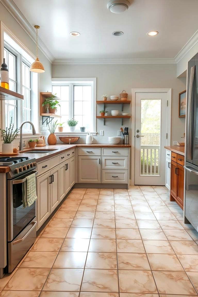 Affordable and Versatile Sheet Vinyl - 24 Kitchen Floor Ideas