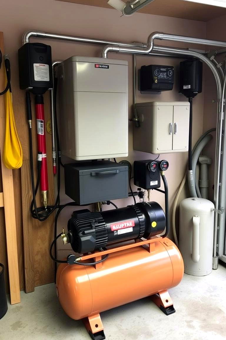 Air Compressor Setup - 24 Motorcycle Garage Ideas