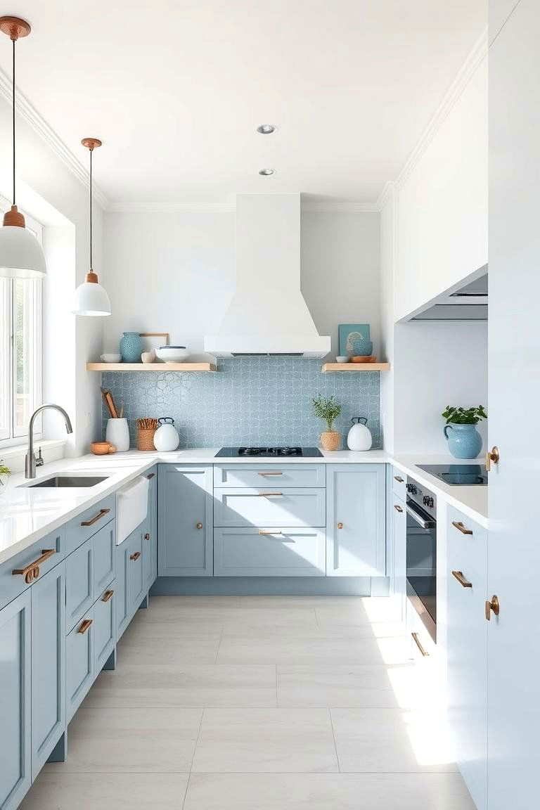 Airy Blue Kitchen Details - 24 Blue and White Kitchen Ideas