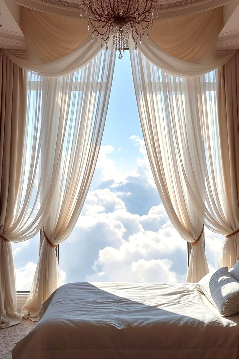 Airy Cloud Inspired Drapery - 24 Cloud Themed Bedroom Ideas